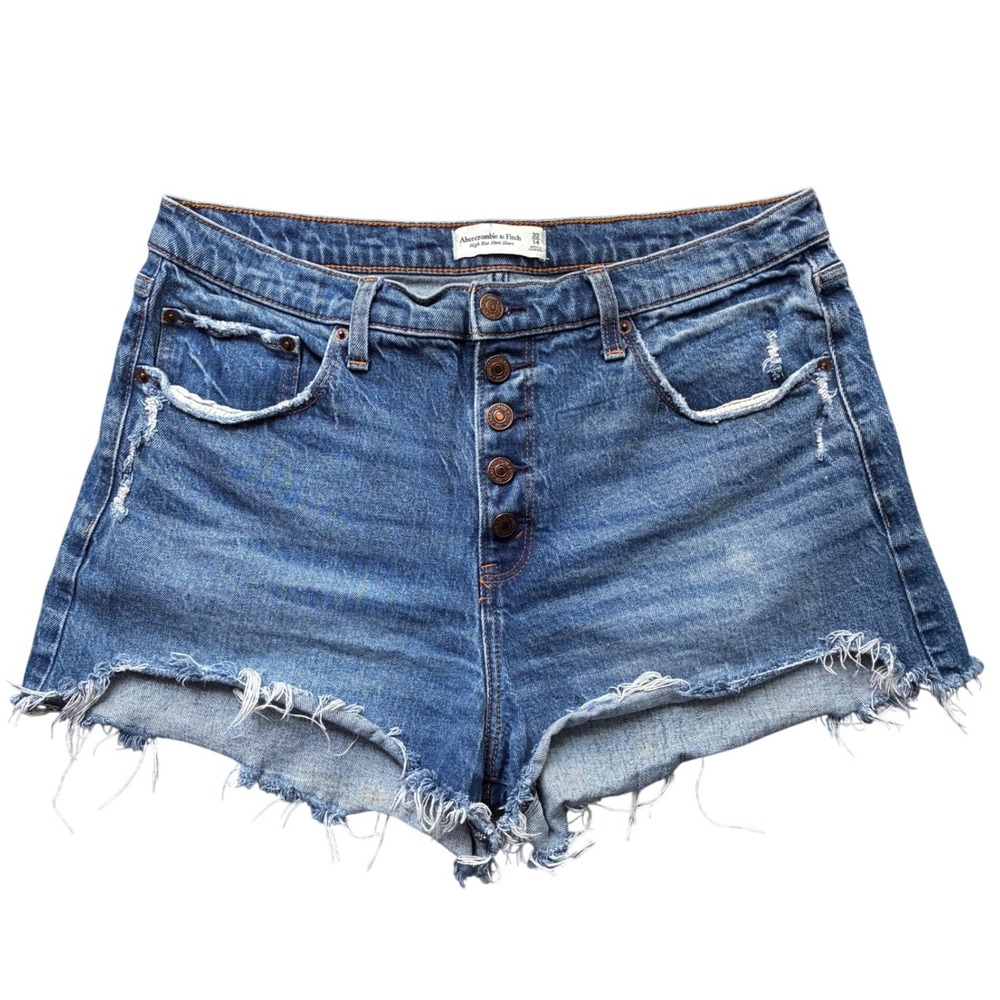 Abercrombie & Fitch High Rise Mom Cut Off Shorts 32/14 Button Fly 90s Vintage